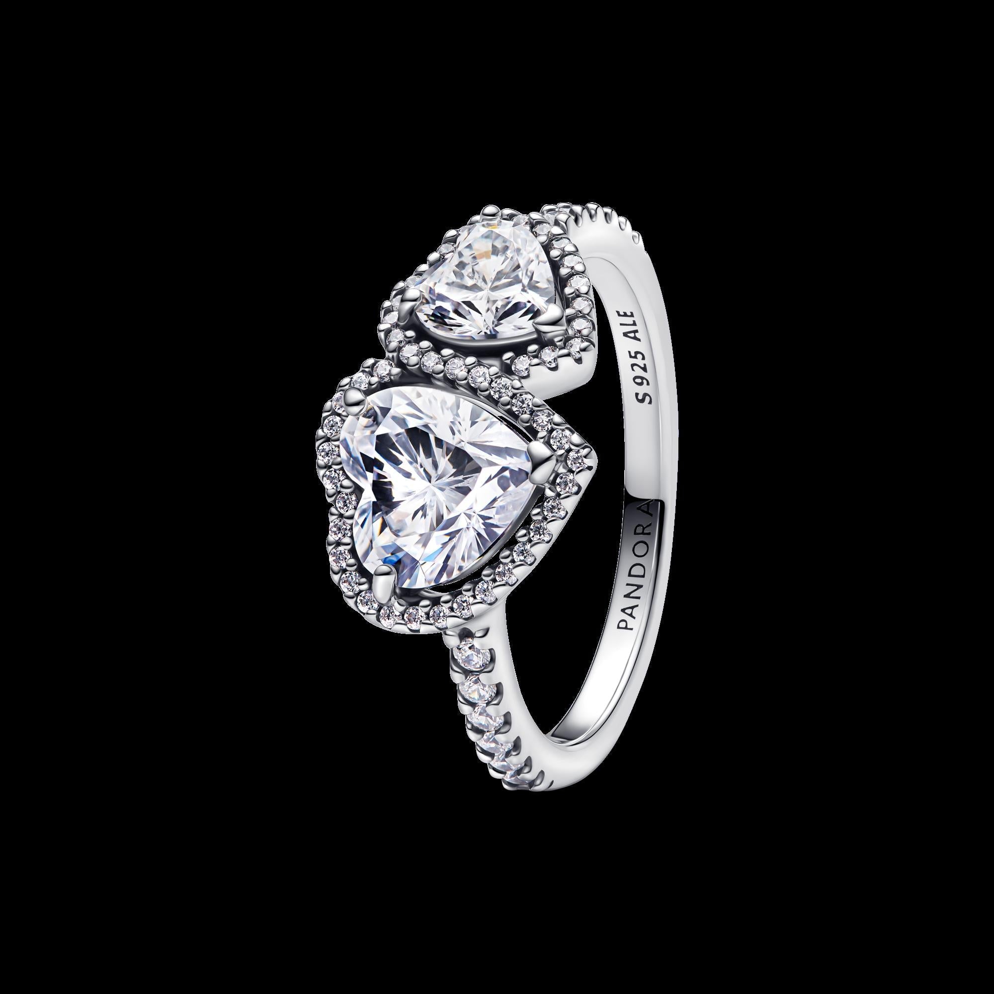 Sparkling Halo Hearts Ring