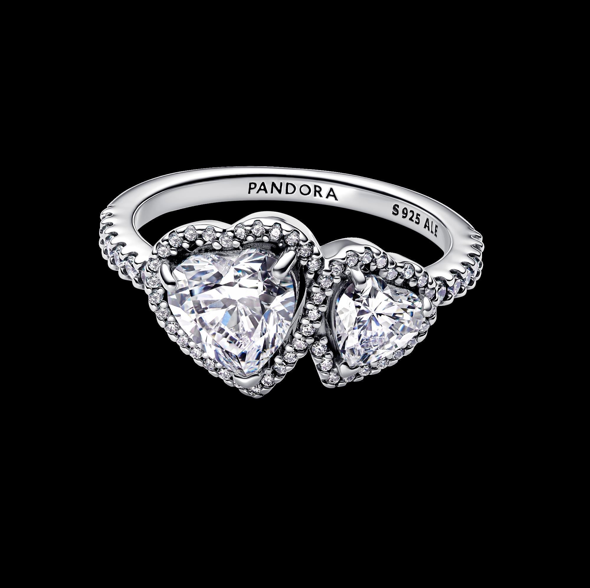 Sparkling Halo Hearts Ring