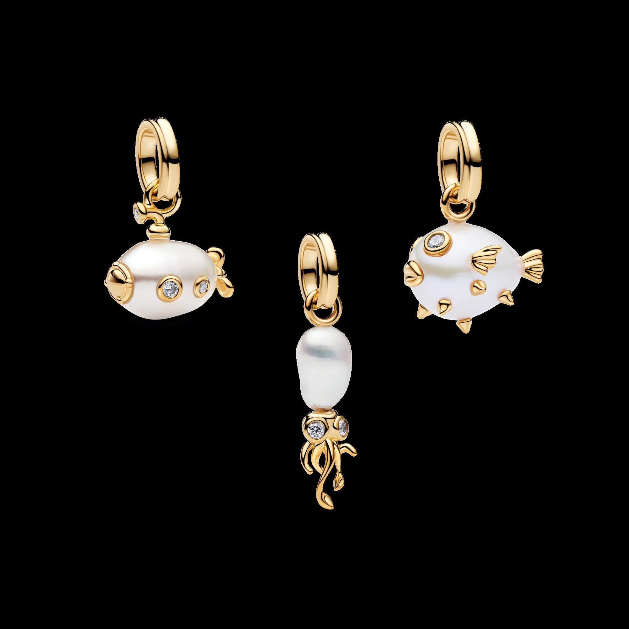 Treated Freshwater Cultured Baroque Pearl Squid Dangle Charm